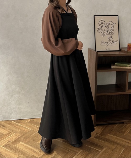 apres jour clair（アプレジュールクレア）の「【apres jour clair】2WAYフレアキャミワンピース【ZOZOTOWN限定アイテム】（ワンピース・レディース・ダークブラウン/ブラック/ベージュ・X-LARGE/フリー）」の3枚目の写真