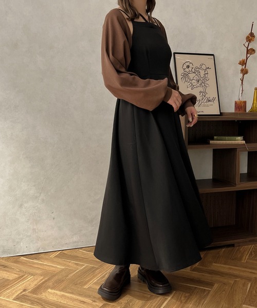 apres jour clair（アプレジュールクレア）の「【apres jour clair】2WAYフレアキャミワンピース【ZOZOTOWN限定アイテム】（ワンピース・レディース・ダークブラウン/ブラック/ベージュ・X-LARGE/フリー）」の9枚目の写真