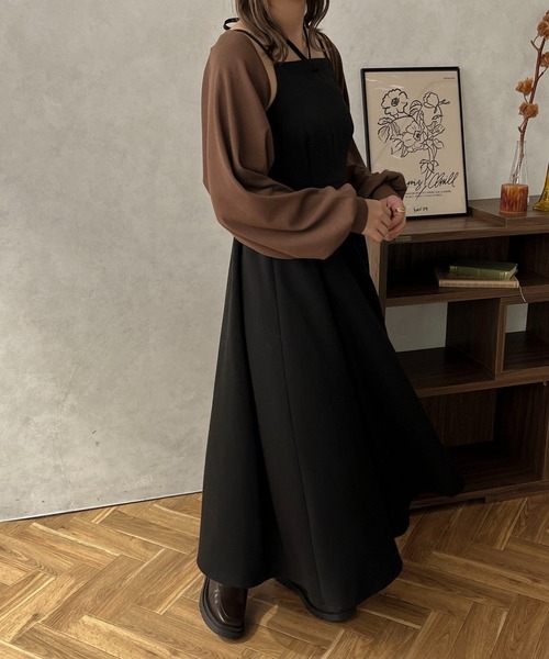 apres jour clair（アプレジュールクレア）の「【apres jour clair】2WAYフレアキャミワンピース【ZOZOTOWN限定アイテム】（ワンピース・レディース・ダークブラウン/ブラック/ベージュ・X-LARGE/フリー）」の6枚目の写真