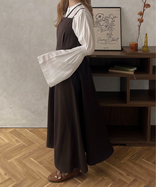 apres jour clair（アプレジュールクレア）の「【apres jour clair】2WAYフレアキャミワンピース【ZOZOTOWN限定アイテム】（ワンピース・レディース・ダークブラウン/ブラック/ベージュ・X-LARGE/フリー）」の11枚目の写真