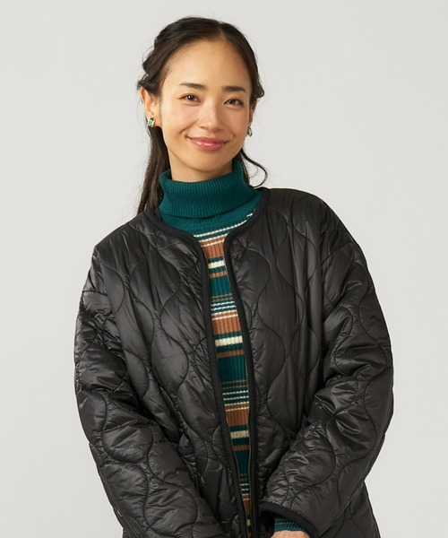 TOKYO SHIRTS（トウキョウシャツ）の「中綿キルティングコート（ミリタリージャケット・レディース・ブラック/カーキ・M/L）」の14枚目の写真