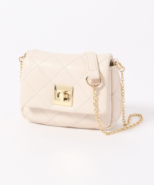 GLOBAL WORK(グローバルワーク)の「キルティングチェーンミニBAG/172562(ショルダーバッグ・キッズ・パープル/ブラック/ホワイト系8・ONE SIZE)」の2枚目の写真