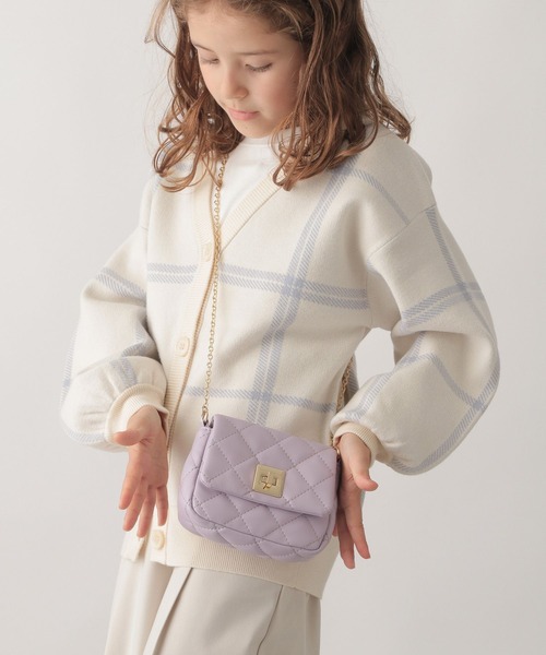 GLOBAL WORK(グローバルワーク)の「キルティングチェーンミニBAG/172562(ショルダーバッグ・キッズ・パープル/ブラック/ホワイト系8・ONE SIZE)」の3枚目の写真