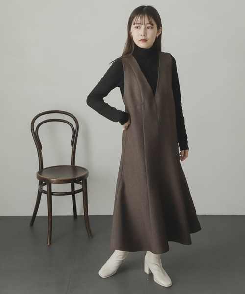 SENSE OF PLACE by URBAN RESEARCH（センスオブプレイスバイアーバンリサーチ）の「ウールライクマーメイドジャンパースカート（ジャンパースカート・レディース・ブラック/ブラウン系その他/アイボリー/ブラウン・ONE/S）」の5枚目の写真