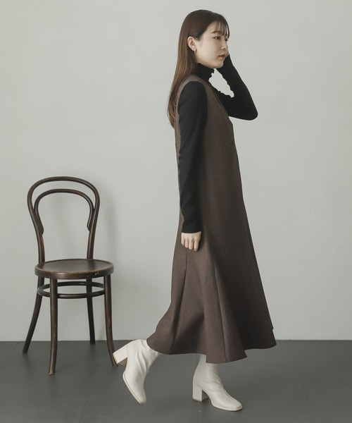 SENSE OF PLACE by URBAN RESEARCH（センスオブプレイスバイアーバンリサーチ）の「ウールライクマーメイドジャンパースカート（ジャンパースカート・レディース・ブラック/ブラウン系その他/アイボリー/ブラウン・ONE/S）」の7枚目の写真