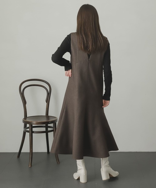 SENSE OF PLACE by URBAN RESEARCH（センスオブプレイスバイアーバンリサーチ）の「ウールライクマーメイドジャンパースカート（ジャンパースカート・レディース・ブラック/ブラウン系その他/アイボリー/ブラウン・ONE/S）」の8枚目の写真