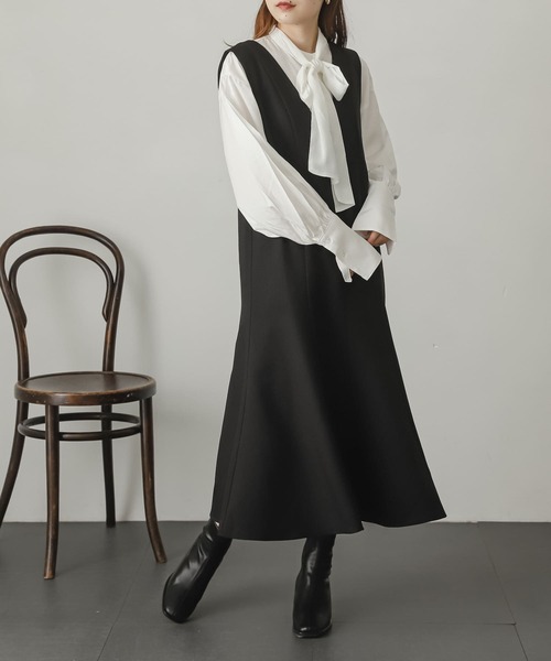 SENSE OF PLACE by URBAN RESEARCH（センスオブプレイスバイアーバンリサーチ）の「ウールライクマーメイドジャンパースカート（ジャンパースカート・レディース・ブラック/ブラウン系その他/アイボリー/ブラウン・ONE/S）」の9枚目の写真