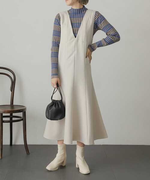 SENSE OF PLACE by URBAN RESEARCH（センスオブプレイスバイアーバンリサーチ）の「ウールライクマーメイドジャンパースカート（ジャンパースカート・レディース・ブラック/ブラウン系その他/アイボリー/ブラウン・ONE/S）」の14枚目の写真