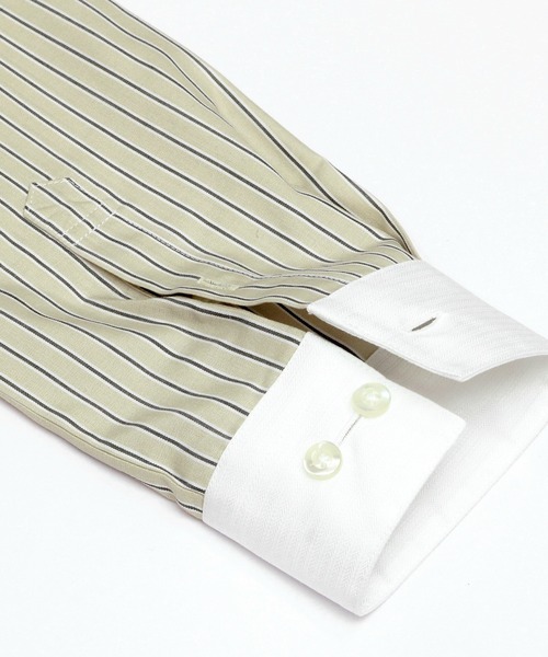 TOKYO SHIRTS(トウキョウシャツ)の「形態安定ノーアイロン スタンドカラー 長袖ビジネスワイシャツ(ビジネスシャツ・レディース・ベージュ・LL/S/M/L/XL)」の2枚目の写真