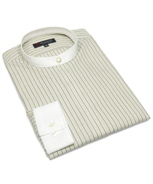 TOKYO SHIRTS(トウキョウシャツ)の「形態安定ノーアイロン スタンドカラー 長袖ビジネスワイシャツ(ビジネスシャツ・レディース・ベージュ・LL/S/M/L/XL)」の7枚目の写真