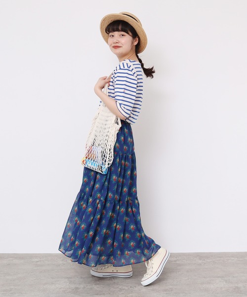 Dot&Stripes CHILD WOMAN(ドットアンドストライプス チャイルドウーマン)の「フラワーブーケプリントティアードスカート(スカート・レディース・ブルー・FREE)」の18枚目の写真