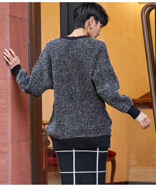 Settimissimo（セッティミッシモ）の「クルーネックドロップショルダーシャギーニット（ニット/セーター・レディース・ブラック/ブラウン・FREE）」の3枚目の写真