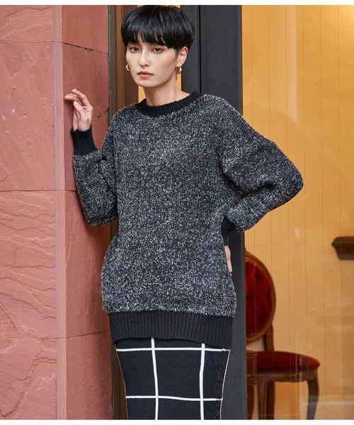 Settimissimo（セッティミッシモ）の「クルーネックドロップショルダーシャギーニット（ニット/セーター・レディース・ブラック/ブラウン・FREE）」の5枚目の写真