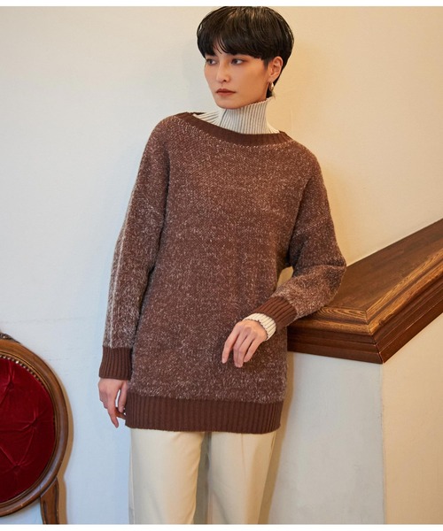 Settimissimo（セッティミッシモ）の「クルーネックドロップショルダーシャギーニット（ニット/セーター・レディース・ブラック/ブラウン・FREE）」の7枚目の写真