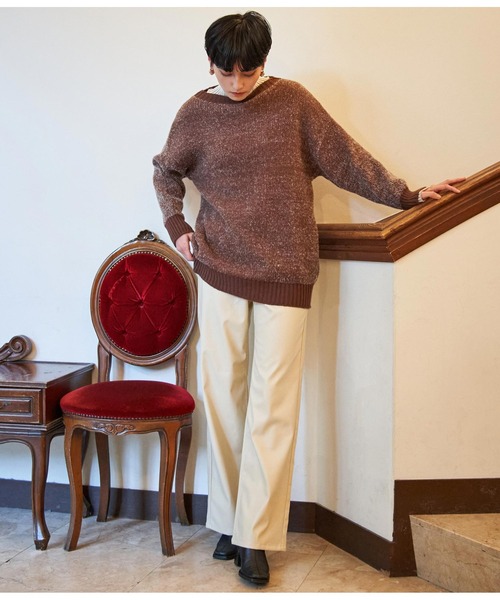 Settimissimo（セッティミッシモ）の「クルーネックドロップショルダーシャギーニット（ニット/セーター・レディース・ブラック/ブラウン・FREE）」の9枚目の写真