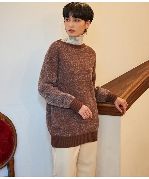 Settimissimo（セッティミッシモ）の「クルーネックドロップショルダーシャギーニット（ニット/セーター・レディース・ブラック/ブラウン・FREE）」の8枚目の写真