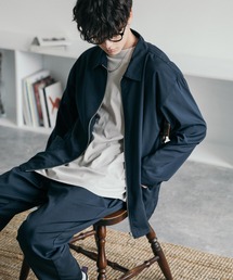 【 セットアップ】ビッグシルエット ジャケット&タックワイド テーパードパンツ(ノーカラー/ジップブルゾン)