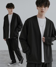 【 セットアップ】ビッグシルエット ジャケット&タックワイド テーパードパンツ(ノーカラー/ジップブルゾン)