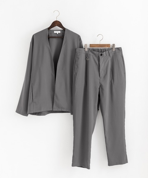 Rocky Monroe(ロッキーモンロー)の「【 セットアップ】ビッグシルエット ジャケット&タックワイド テーパードパンツ(ノーカラー/ジップブルゾン)(セットアップ・メンズ・ネイビー/ブラック系/グレー系1/ブラウン系/ブラック/オフホワイト/ホワイト系/グレー/ネイビー系/ブラウン/グレー系/チャコール・L/M/XL)」の13枚目の写真