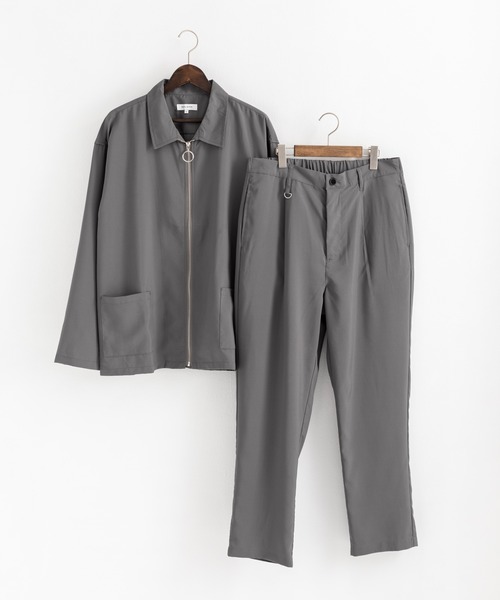 Rocky Monroe(ロッキーモンロー)の「【 セットアップ】ビッグシルエット ジャケット&タックワイド テーパードパンツ(ノーカラー/ジップブルゾン)(セットアップ・メンズ・ネイビー/ブラック系/グレー系1/ブラウン系/ブラック/オフホワイト/ホワイト系/グレー/ネイビー系/ブラウン/グレー系/チャコール・L/M/XL)」の18枚目の写真