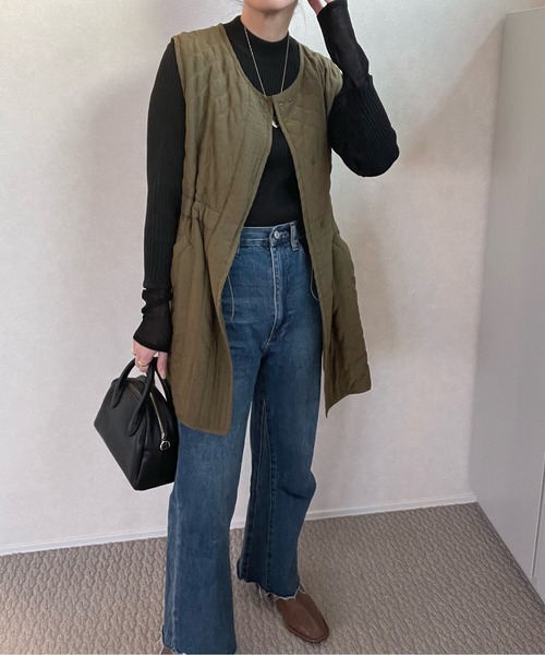 y/m by misato（イムバイミサト）の「リブニットシアースリーブハイネックトップス（ニット/セーター・レディース・ブラック/アイボリー・FREE）」の15枚目の写真