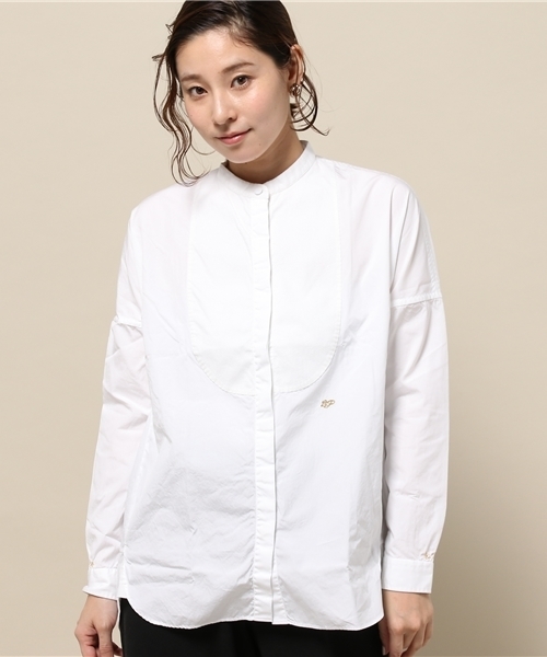 la sarte pettegole/長袖ブラウス/42/リネン/WHT/無地 セール】linen mesh cape ブラウス（シャツ/ブラウス）｜Plage