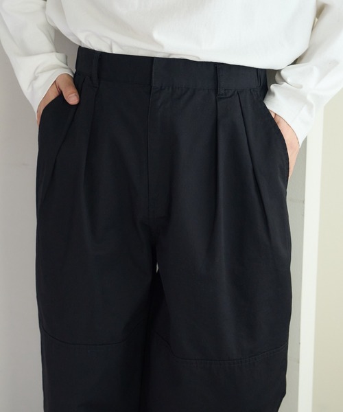 DISCOAT（ディスコート）の「ダブルニーワイドテーパードパンツ（チノパンツ・メンズ・ブラック/ベージュ・MEDIUM/LARGE）」の8枚目の写真