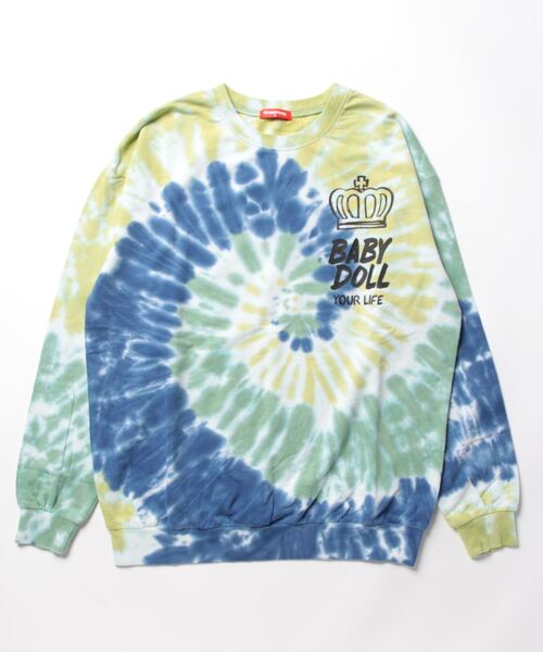 BABYDOLL(ベビードール)の「親子お揃い タイダイ トレーナー 7934A(スウェット・レディース・グリーン/オレンジ・M/S/XL/L)」の10枚目の写真