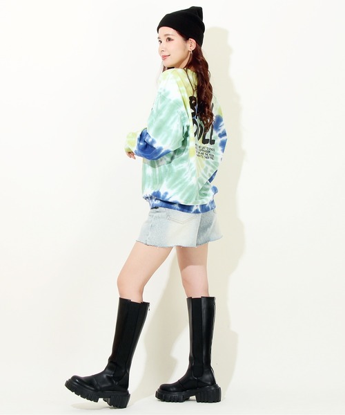 BABYDOLL(ベビードール)の「親子お揃い タイダイ トレーナー 7934A(スウェット・レディース・グリーン/オレンジ・M/S/XL/L)」の8枚目の写真