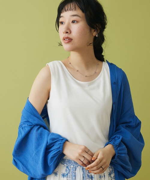 CRAFT STANDARD BOUTIQUE（クラフトスタンダードブティック）の「シアータンクトップ（Tシャツ/カットソー・レディース・イエロー/ホワイト/グリーン/チャコールグレー・M/L）」の3枚目の写真