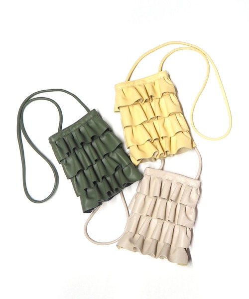 Casselini（キャセリーニ）の「Casselini(キャセリーニ)フリルショルダー（ショルダーバッグ・レディース・シルバー/ブラック/アイボリー/イエロー/カーキ・FREE）」の12枚目の写真