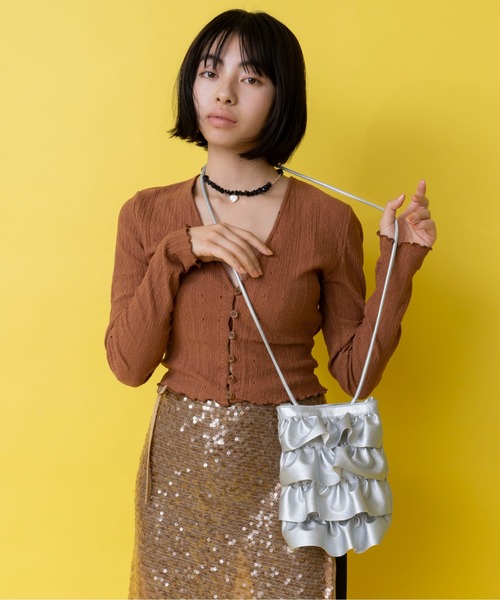 Casselini（キャセリーニ）の「Casselini(キャセリーニ)フリルショルダー（ショルダーバッグ・レディース・シルバー/ブラック/アイボリー/イエロー/カーキ・FREE）」の19枚目の写真