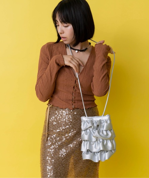 Casselini（キャセリーニ）の「Casselini(キャセリーニ)フリルショルダー（ショルダーバッグ・レディース・シルバー/ブラック/アイボリー/イエロー/カーキ・FREE）」の20枚目の写真