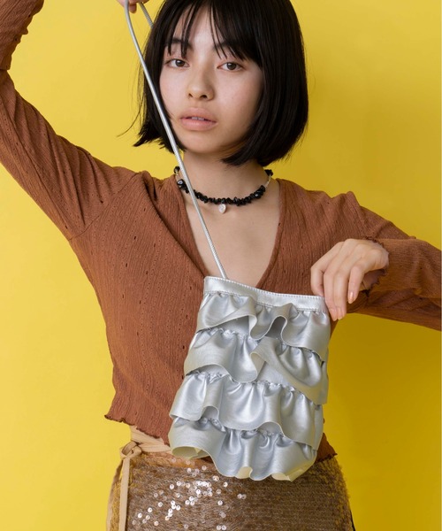 Casselini（キャセリーニ）の「Casselini(キャセリーニ)フリルショルダー（ショルダーバッグ・レディース・シルバー/ブラック/アイボリー/イエロー/カーキ・FREE）」の22枚目の写真