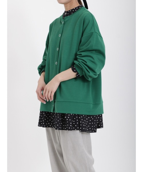 Samansa Mos2（サマンサ モスモス）の「◎ストレッチツイルカットカーディガン（カーディガン/ボレロ・レディース・ブラック/オレンジ/キナリ/グリーン・ﾌﾘ-）」の4枚目の写真