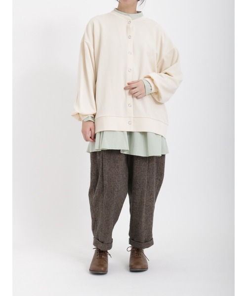 Samansa Mos2（サマンサ モスモス）の「◎ストレッチツイルカットカーディガン（カーディガン/ボレロ・レディース・ブラック/オレンジ/キナリ/グリーン・ﾌﾘ-）」の15枚目の写真