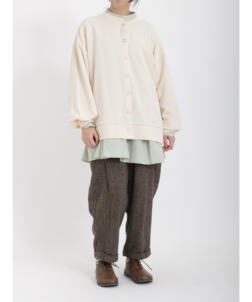 Samansa Mos2（サマンサ モスモス）の「◎ストレッチツイルカットカーディガン（カーディガン/ボレロ・レディース・ブラック/オレンジ/キナリ/グリーン・ﾌﾘ-）」の5枚目の写真