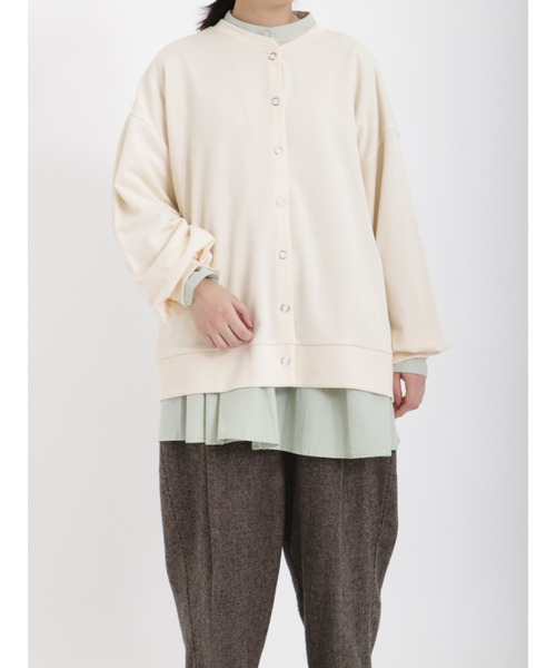 Samansa Mos2（サマンサ モスモス）の「◎ストレッチツイルカットカーディガン（カーディガン/ボレロ・レディース・ブラック/オレンジ/キナリ/グリーン・ﾌﾘ-）」の12枚目の写真