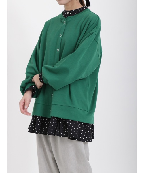 Samansa Mos2（サマンサ モスモス）の「◎ストレッチツイルカットカーディガン（カーディガン/ボレロ・レディース・ブラック/オレンジ/キナリ/グリーン・ﾌﾘ-）」の6枚目の写真