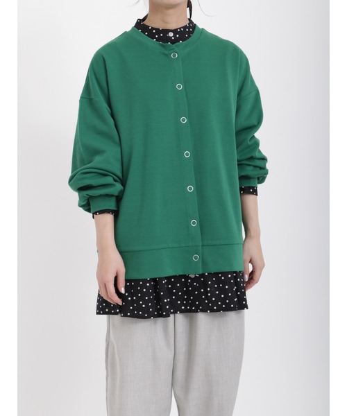 Samansa Mos2（サマンサ モスモス）の「◎ストレッチツイルカットカーディガン（カーディガン/ボレロ・レディース・ブラック/オレンジ/キナリ/グリーン・ﾌﾘ-）」の13枚目の写真