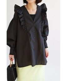 【ZOZO限定】Vネックフリルブラウス