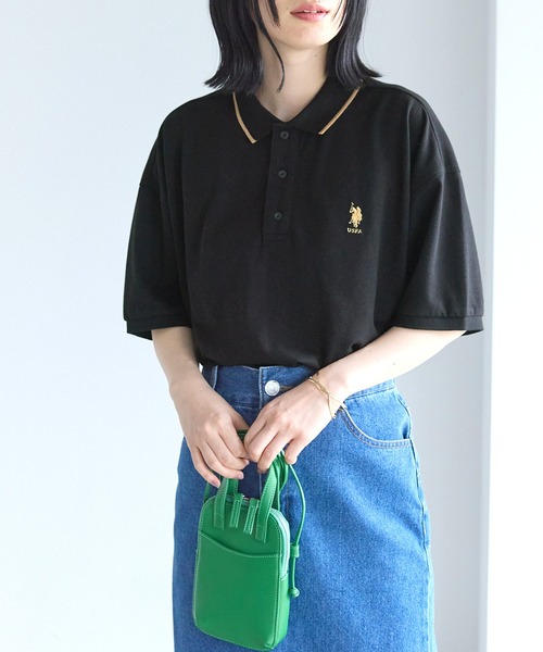 U.S. POLO ASSN.（ユーエスポロアッスン）の「U.S. POLO ASSN. /ユーエスポロアッスン 別注 ワンポイント刺繍 半袖ポロシャツ（ポロシャツ・レディース・ネイビー/オレンジ/ホワイト/ブラック・FREE）」の7枚目の写真