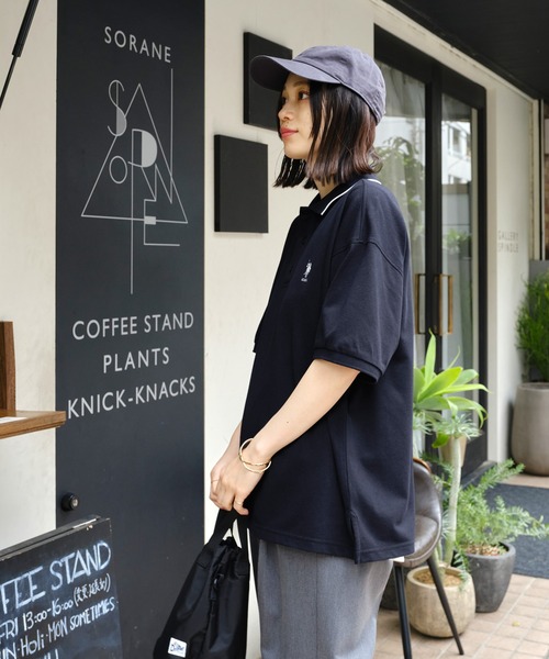 U.S. POLO ASSN.（ユーエスポロアッスン）の「U.S. POLO ASSN. /ユーエスポロアッスン 別注 ワンポイント刺繍 半袖ポロシャツ（ポロシャツ・レディース・ネイビー/オレンジ/ホワイト/ブラック・FREE）」の12枚目の写真