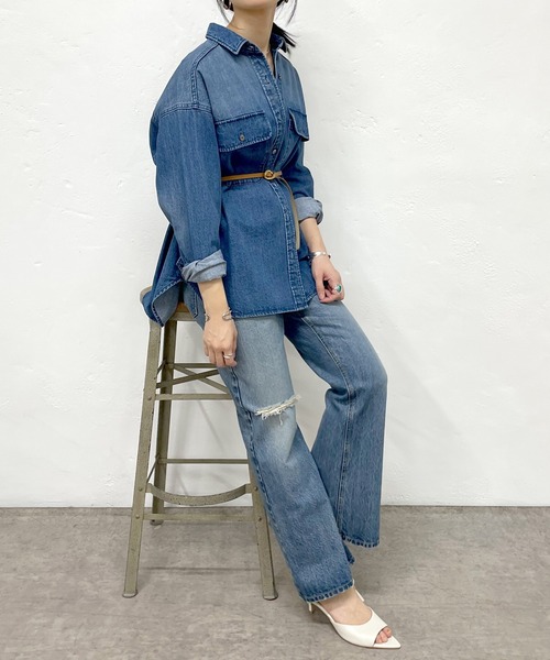 SHENERY（シーナリー）の「デニムビッグシャツ（シャツ/ブラウス・レディース・ブルー・FREE）」の9枚目の写真