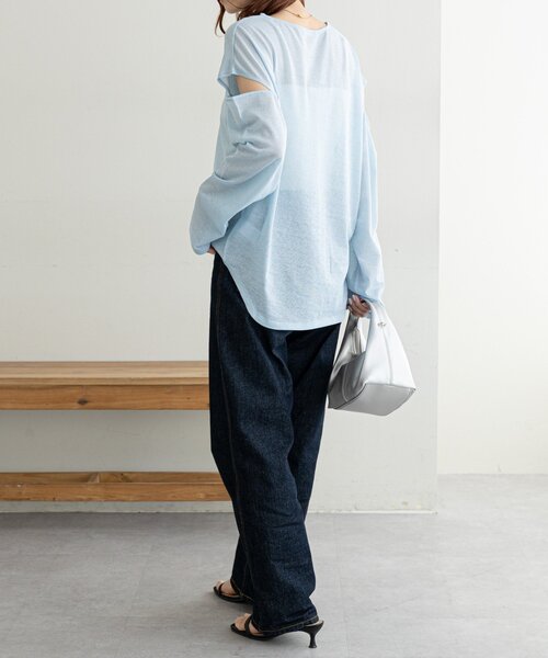 セール】【WEB限定】シアー肩開きプルオーバー（Tシャツ/カットソー