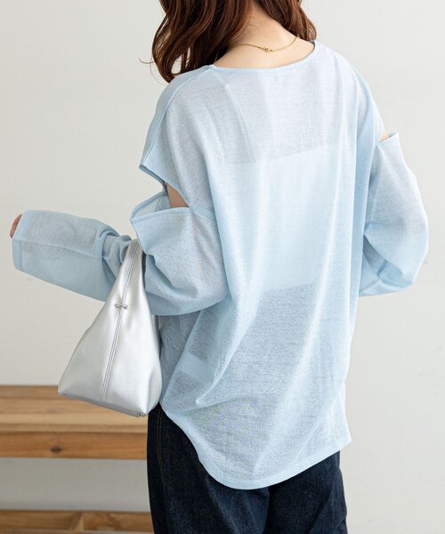 セール】【WEB限定】シアー肩開きプルオーバー（Tシャツ/カットソー