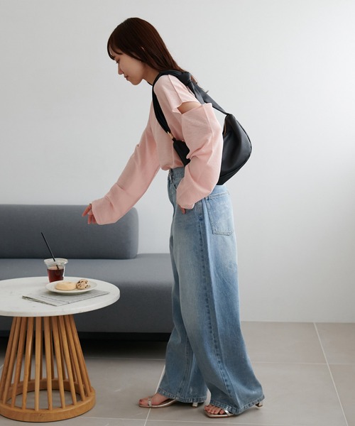 DISCOAT(ディスコート)の「【WEB限定】シアー肩開きプルオーバー(Tシャツ/カットソー・レディース・ブルー/ブラック/オフホワイト/ベビーピンク/ライトグレー・FREE)」の21枚目の写真