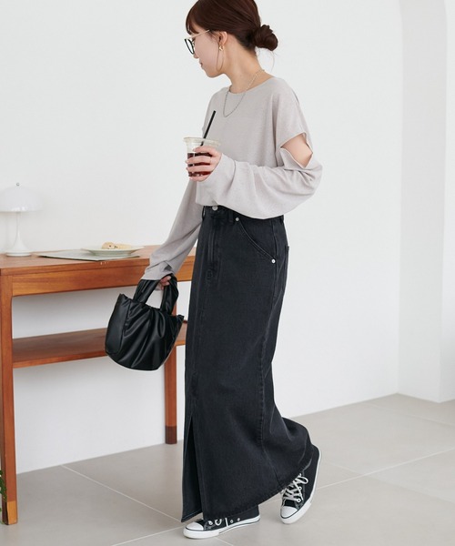 DISCOAT(ディスコート)の「【WEB限定】シアー肩開きプルオーバー(Tシャツ/カットソー・レディース・ブルー/ブラック/オフホワイト/ベビーピンク/ライトグレー・FREE)」の8枚目の写真