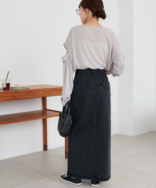 DISCOAT(ディスコート)の「【WEB限定】シアー肩開きプルオーバー(Tシャツ/カットソー・レディース・ブルー/ブラック/オフホワイト/ベビーピンク/ライトグレー・FREE)」の6枚目の写真