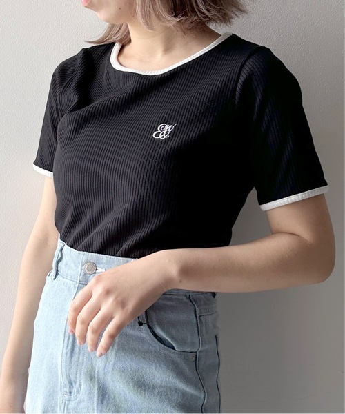 one way（ワンウェイ）の「ワンポイント刺繍テレコトップス（Tシャツ/カットソー・レディース・ブラック系その他/ホワイト/ピンク/ブラック・FREE）」の5枚目の写真